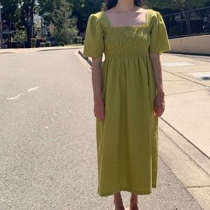 Lisa Says Gah Toni Midi Dress in green, size small (NWOT)